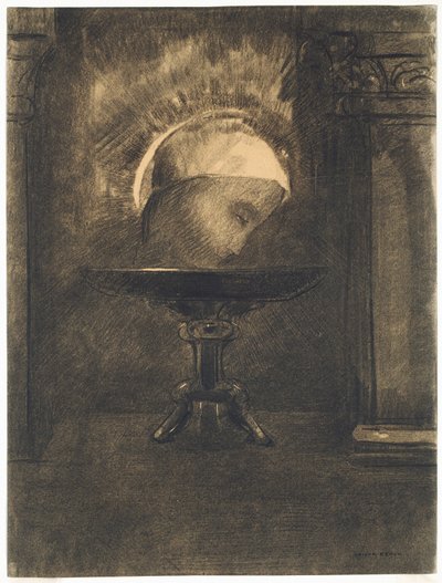 Cabeza con gorro frigio, sobre un salero de Odilon Redon