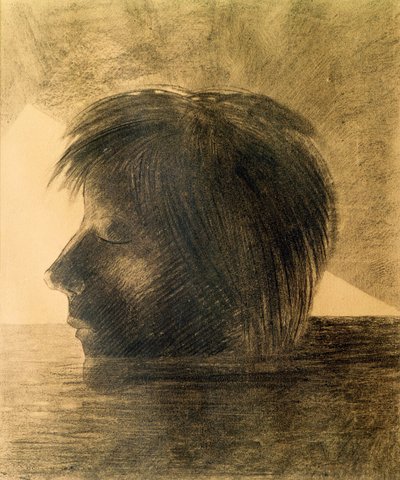 Cabeza de Orfeo en el agua o El Místico, 1880 de Odilon Redon
