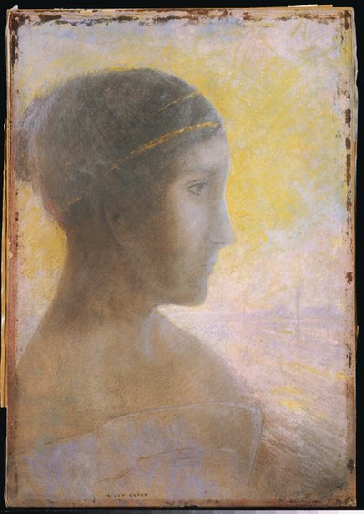 Cabeza de una joven en perfil, c.1895 de Odilon Redon