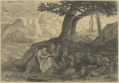 Ermitaño en el paisaje de Odilon Redon