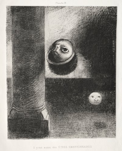 Homenaje a Goya: También había seres embrionarios, 1885 de Odilon Redon