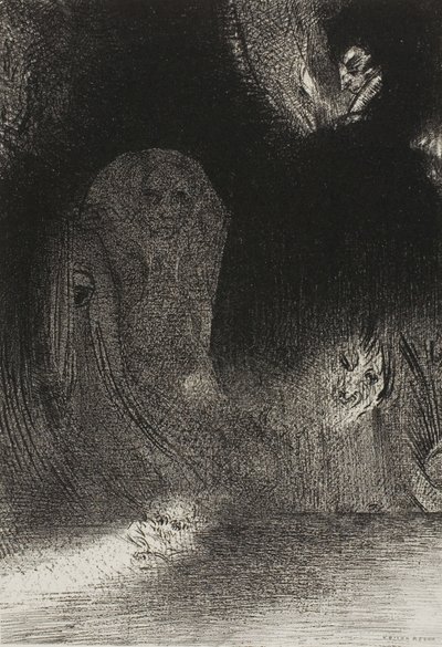A veces he visto en el cielo lo que parecía formas de espíritus, lámina 21 de 24 de Odilon Redon