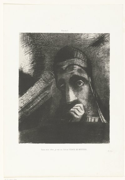 Vi en mi sueño una cara misteriosa en el cielo Dans mon rêve, je vis au Ciel un VISAGE DE MYSTÈRE (título sobre el objeto) de Odilon Redon