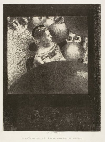 En las Esferas (El Aliento que Conduce a los Seres Vivos también está en las Esferas), placa cinco de A Edgar Poe de Odilon Redon