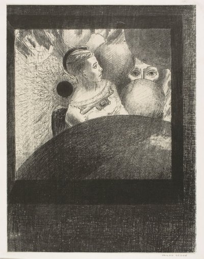 En las Esferas (El aliento que guía a las criaturas vivientes también está en las ESFERAS), lámina 5 de 6 de A Edgar Poe de Odilon Redon