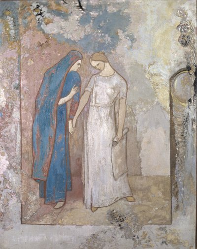 Iniciación al estudio: Dos jóvenes damas de Odilon Redon