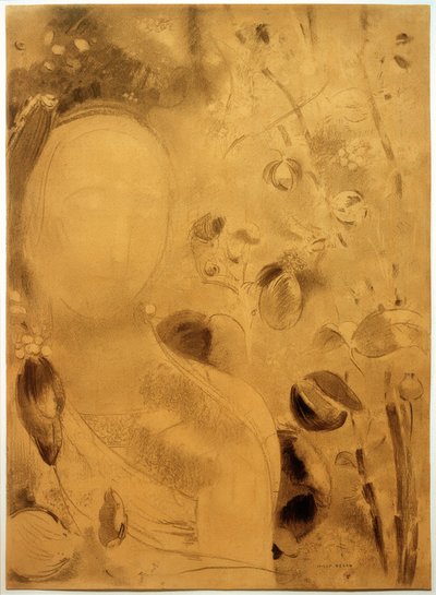 El sueño, flores y rostro de Odilon Redon