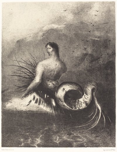 La Sirena Vestida de Púas, Emergió de las Olas de Odilon Redon