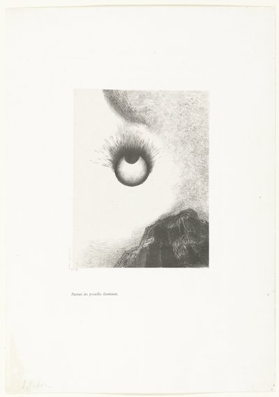 Ojos llameantes por todas partes Partout des prunelles flamboient (título sobre objeto) Tentation de Saint-Antoine (1) (título de la serie) Tentación de San Antonio (título de la serie) de Odilon Redon