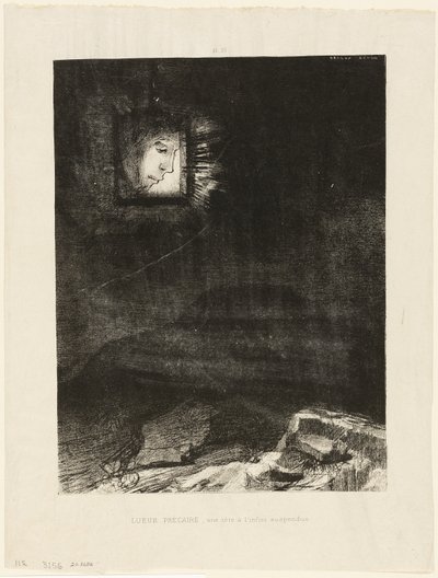 Destello Precario, una Cabeza Suspendida del Infinito, lámina 3 de 6 de Odilon Redon