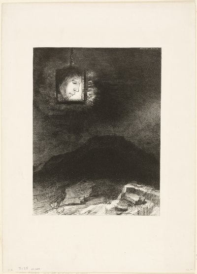 Destello Precario, una Cabeza Suspendida del Infinito, lámina 3 de 6 de Odilon Redon