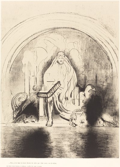 Luego vi, en la mano derecha del que estaba sentado en el trono, un libro escrito por dentro y por fuera, sellado con siete sellos de Odilon Redon