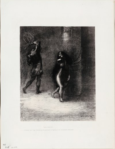 San Antonio: "Bajo su largo cabello, que cubría su rostro, creí reconocer a Ammonaria", lámina 1 de 6 de Odilon Redon