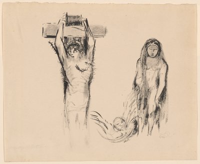 San Antonio y las dos tentadoras (Saint Antoine et deux Tentatrices) de Odilon Redon