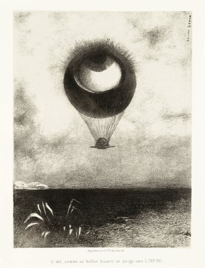 Serie de ilustraciones para Edgar Poe: "El ojo, como un extraño globo, se eleva hacia el infinito" de Odilon Redon