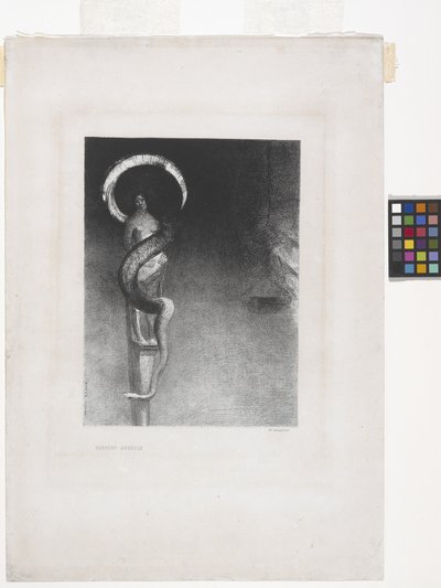 Serpent-Aureole (litografía sobre papel chine appliqué) de Odilon Redon