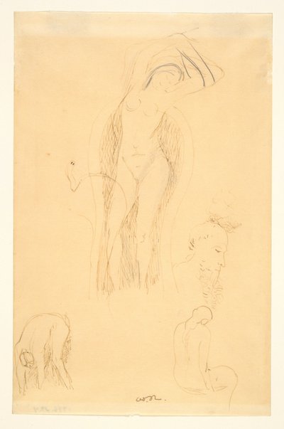Blatt mit Studien (Nu et Profil Barbu oder Feuille d