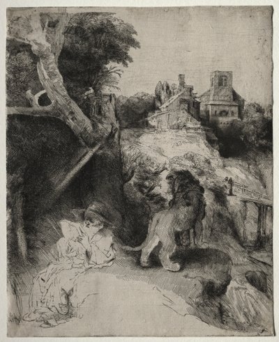 San Jerónimo Leyendo en un Paisaje Italiano de Odilon Redon