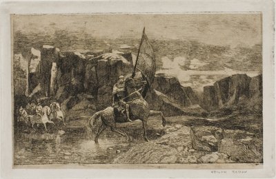 Abanderado Cruzando un Arroyo de Odilon Redon