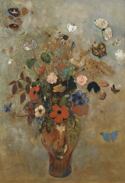 Naturaleza muerta con flores de Odilon Redon