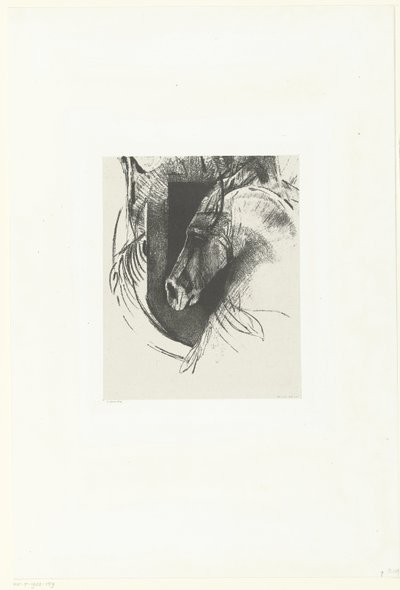 rosa de batalla Le Courcier (título sobre objeto) de Odilon Redon