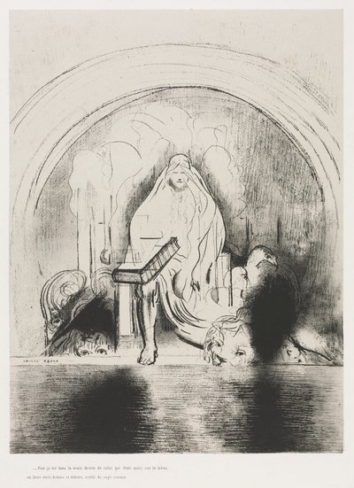 El Apocalipsis de San Juan: Y vi en la mano derecha del que estaba sentado en el trono..., 1899 de Odilon Redon
