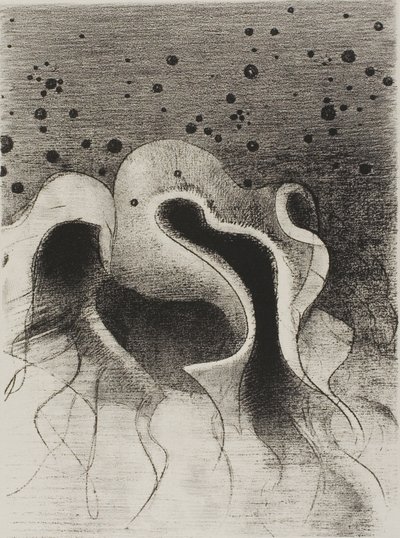 Las bestias del mar, redondas como odres de cuero, lámina 22 de 24 de Odilon Redon
