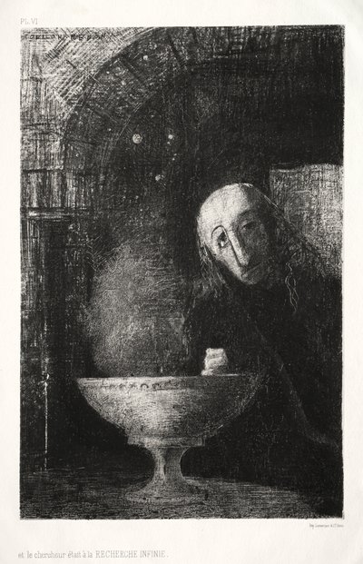 La noche: Y el buscador estaba comprometido en una búsqueda infinita, 1886 de Odilon Redon