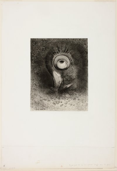 Quizás hubo una primera visión intentada en la flor, placa 2 de 8 de "Les Origines" de Odilon Redon