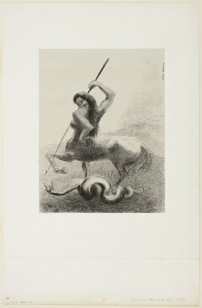 Hubo luchas y victorias vanas, lámina 6 de 8 de "Les Origines" de Odilon Redon