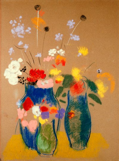 Tres jarrones de flores, c.1908-10 de Odilon Redon