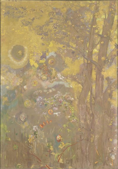 Árboles sobre un fondo amarillo, 1901 de Odilon Redon