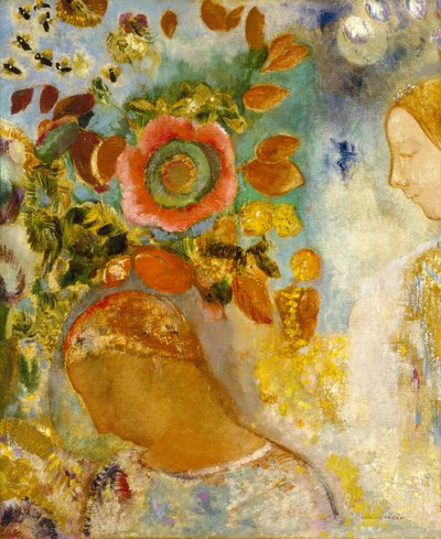 Dos niñas entre flores de Odilon Redon