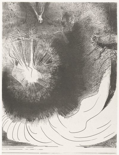 Uit de hemel viel een grote ster y una gran estrella cayó del cielo, ardiendo como una antorcha (título sobre el objeto) Apocalipsis de San Juan (título de la serie) Openbaring van Johannes (título de la serie) de Odilon Redon