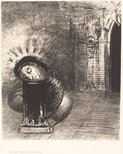 Una larga crisálida del color de la sangre de Odilon Redon