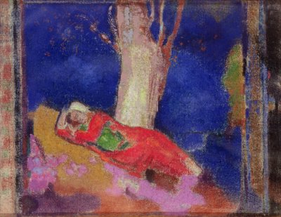 Mujer durmiendo bajo un árbol de Odilon Redon
