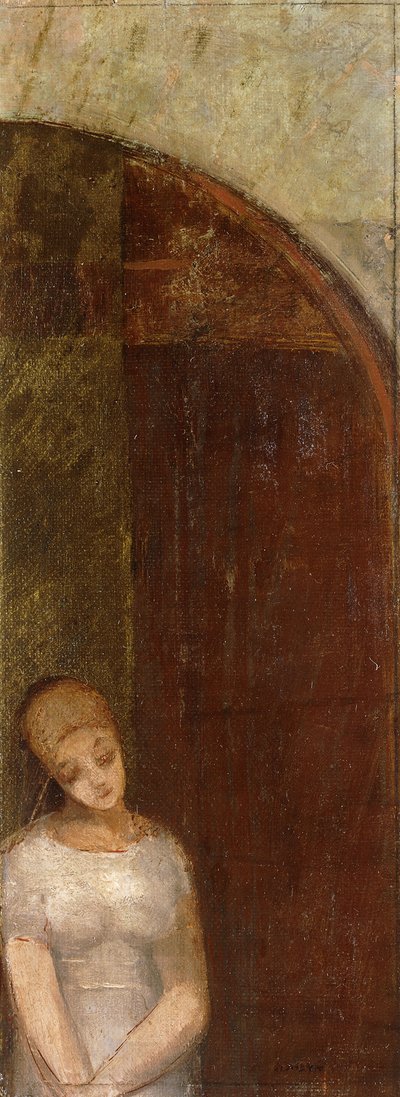 Joven mujer bajo un arco, c.1886 de Odilon Redon