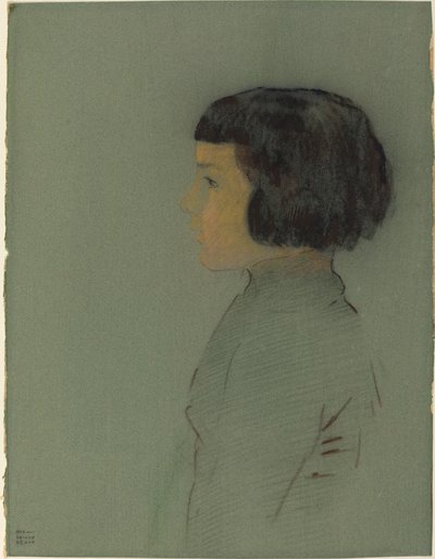 Joven mujer de perfil de Odilon Redon