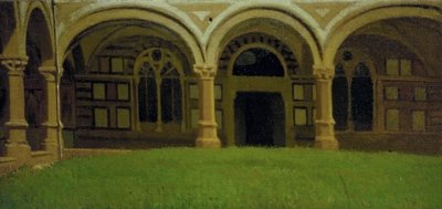 Antiguo claustro florentino, c.1864-65 (óleo sobre lienzo) de Odoardo Borrani