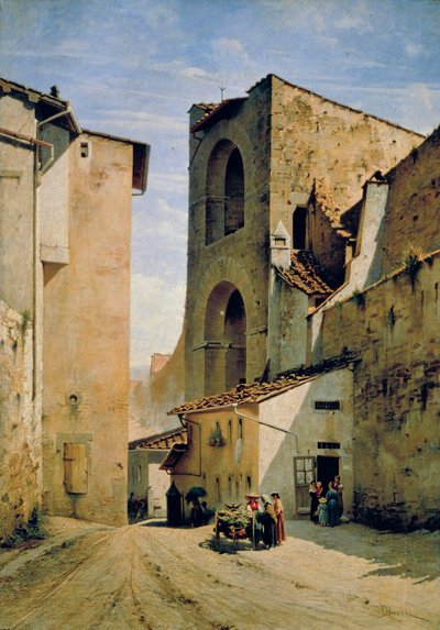 Antigua Porta a Pinti, c.1880 (óleo sobre lienzo) de Odoardo Borrani