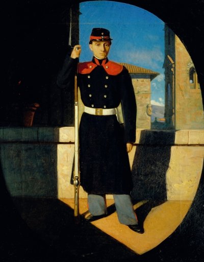 Soldados de la Guardia Nacional Toscana, c.1860-61 (óleo sobre lienzo) de Odoardo Borrani