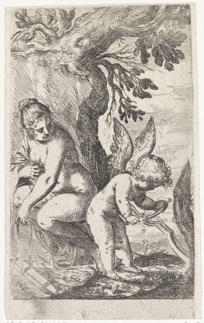 Venus mira a Amor haciendo una reverencia Escenas con Venus y Amor (título de serie) Scherzi d