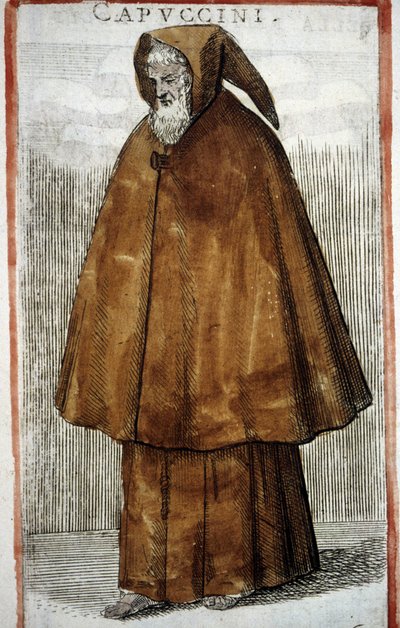 Orden religiosa: Capuchinos. Grabado del siglo XVI de Odoardo Fialetti