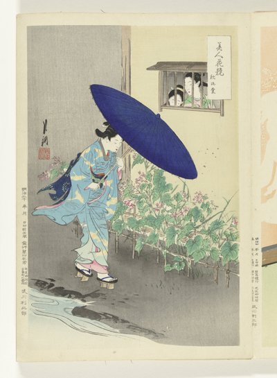 seto de flores Comparaciones entre bellezas y flores (título de la serie) Bijin hana kurabe (título de la serie sobre el objeto) de Ogata Gekko