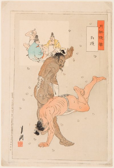 Combate de luchadores de sumo de Ogata Gekko