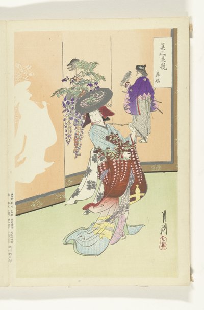 mujer bailando Comparaciones entre bellezas y flores (título de la serie) Bijin hana kurabe (título de la serie sobre el objeto) de Ogata Gekko