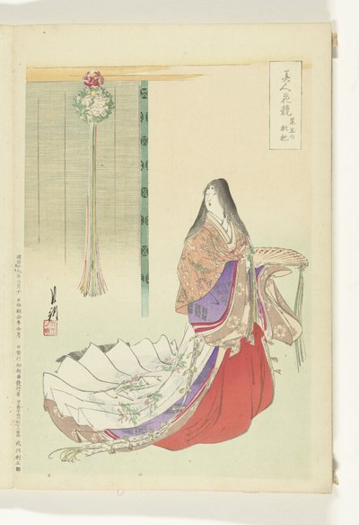 Dama de honor de Heian Comparaciones entre bellezas y flores (título de la serie) Bijin hana kurabe (título de la serie sobre el objeto) de Ogata Gekko