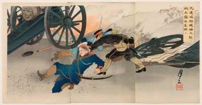 Durante la Gran Batalla de Hamotang en Jiuliancheng nuestras tropas toman un prisionero ruso de Ogata Gessan