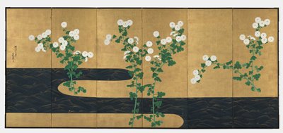 Crisantemos junto a un Arroyo de Ogata Korin