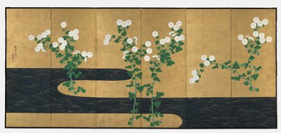 Crisantemos junto a un arroyo, finales de 1700-principios de 1800 de Ogata Korin